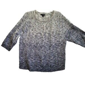Tommy Sweater Women size XL Black Grey Marled 3/4 Sleeves Office Travel Casual